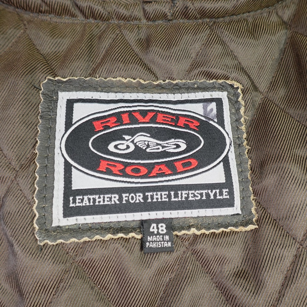 River Road Jacket Mens 48 Black Distressed Leather Motorcycle Cafe Racer - Picture 7 of 15